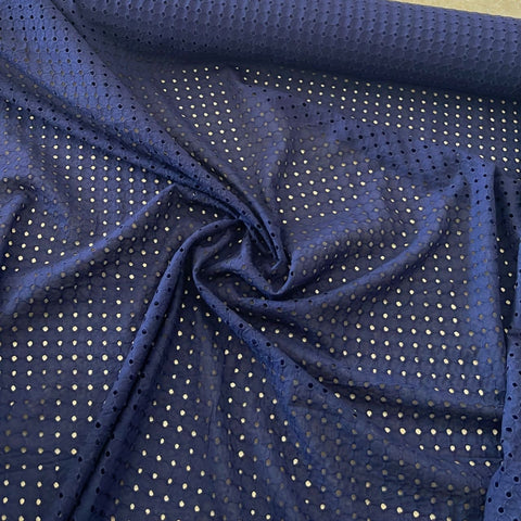 Navy blue eyelet cotton lace