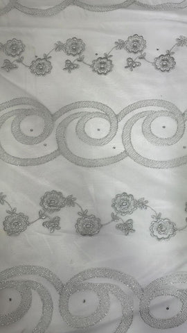 Silver embroidered lace