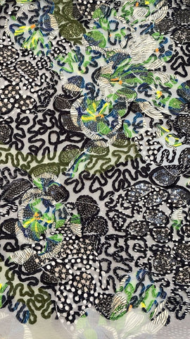 Black abstract sequin embroidered tulle lace