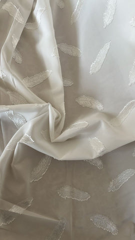 White leafy burnout crinkle chiffon