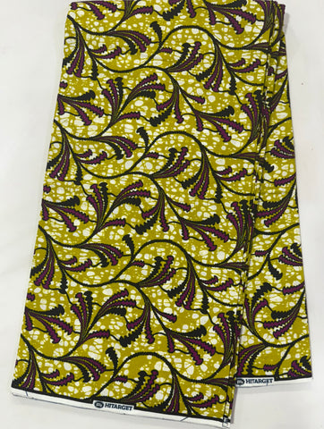 Olive leafy African wax print