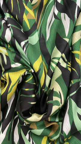 Green abstract crinkle silk