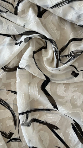 Black and white abstract burnout chiffon