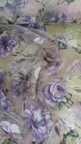 Purple floral organza