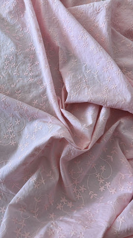 Light pink floral embroidered cotton lace