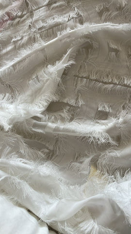 Off white  fringe chiffon