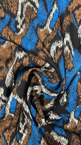 Blue and brown zigzag rayon