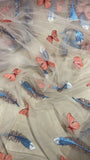 3D butterfly embroided feather tulle