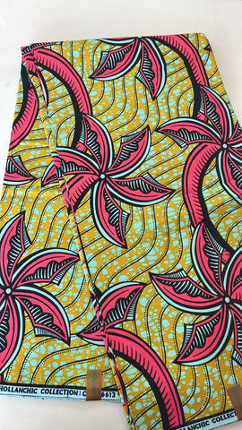 Coral spin African wax print
