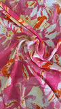 Pink and yellow floral crinkle chiffon