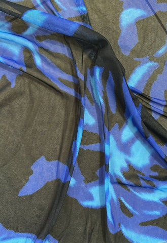 Black and blue abstract floral mesh