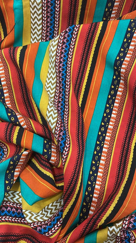 Multicolored striped tribal rayon