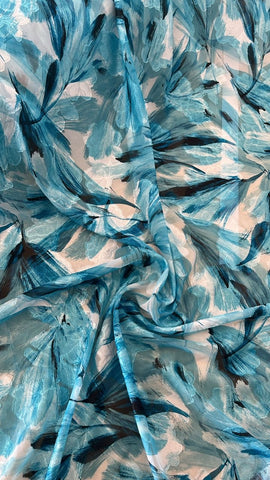 Sea blue burnout chiffon