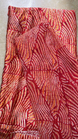 Orange and red swirly Ankara silk and chiffon set