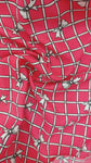 Pink windowpane bow linen