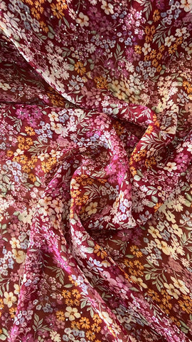 Burgundy little floral stoned chiffon