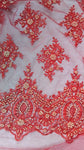 Red French Beaded Lace