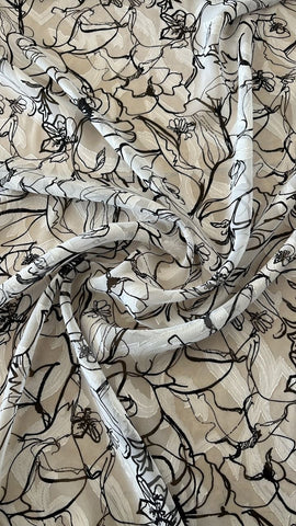 Black and white floral  burnout chiffon