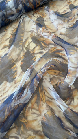 Blue abstract organza