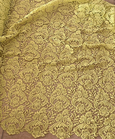 Lime yellow abstract crochet lace