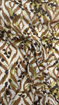 Brown and lemon green abstract tulip chiffon