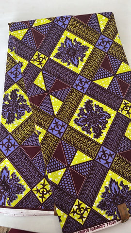 Green and purple diamond  African wax print