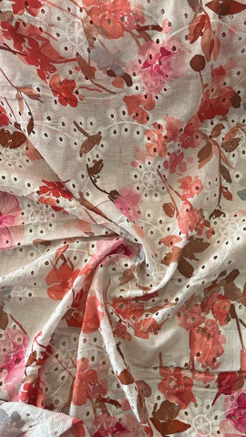 Peach  floral cotton lace