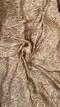 Lemon green and brown sticks crinkle silk