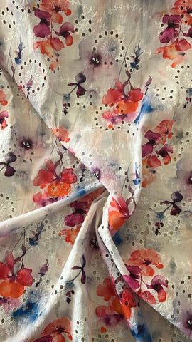 Hibiscus  floral cotton lace