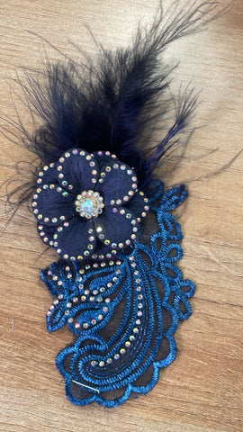 Blue feather sequin applique