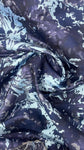 Navy blue Floral metallic brocade