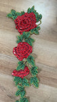 Rose floral beaded applique