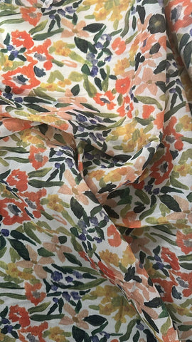 Painted floral cotton organza