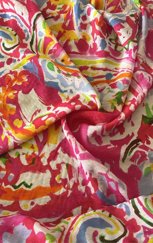 Pink abstract cotton chiffon