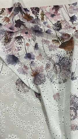 Floral Fireworks border cotton lace