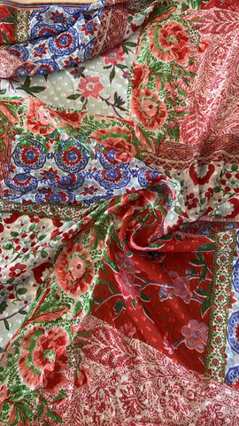 Big floral mix print dobby chiffon