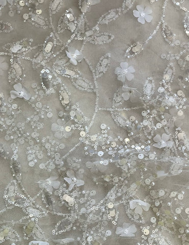 3D floral beaded sequin lace