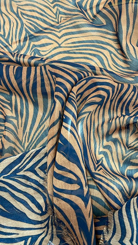 Brown and navy blue tiger chiffon