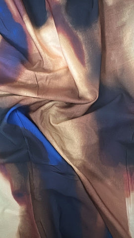 Brown abstract crinkle cotton satin