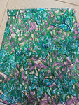 Green floral sequin wax print