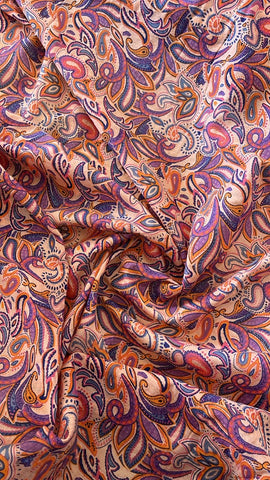 Peach paisley  cotton chiffon