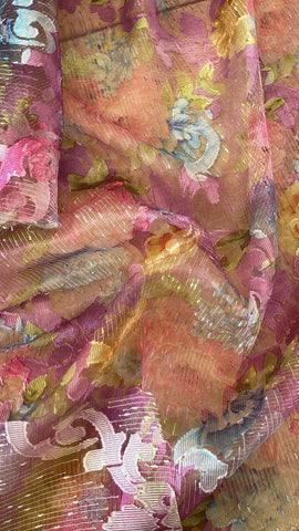 Purple net burnout organza