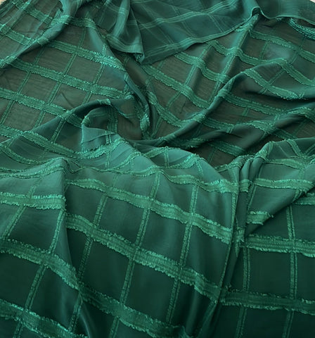 Green windowpane burnout chiffon