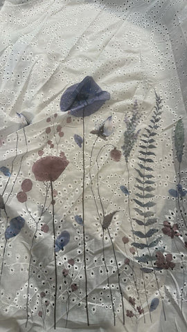 Fern floral border cotton lace