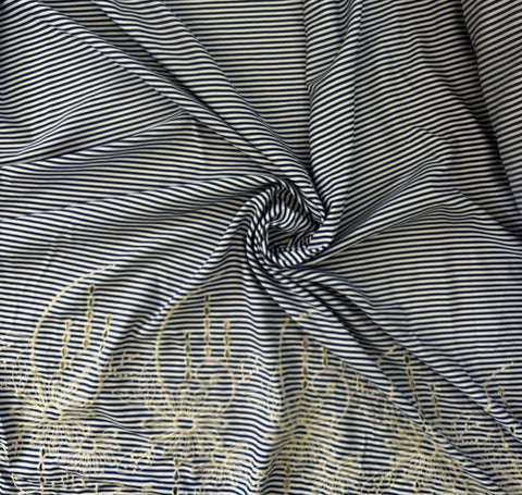 Striped embroidered border cotton