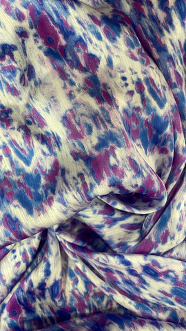 Purple and blue water colour crinkle silk