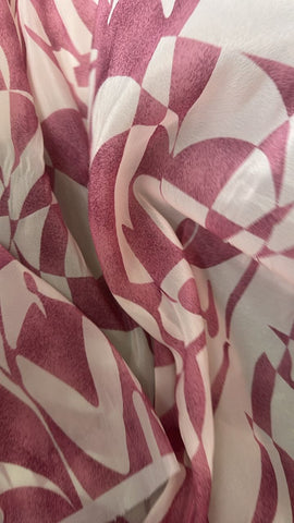 Abstract blush and cream silky organza