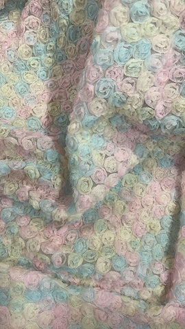 Multicolor 3d rose tulle