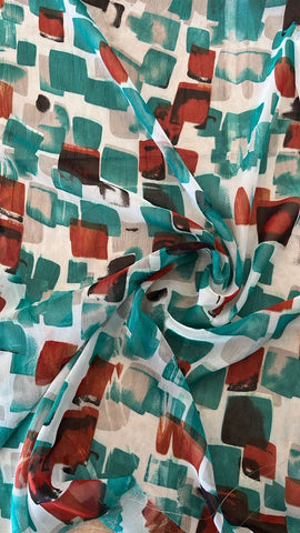 Green and brown box chiffon