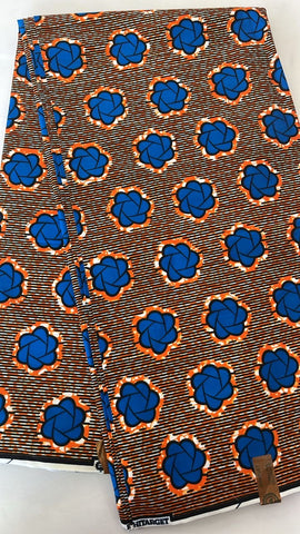 Blue little floral African wax print